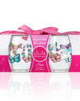 Lolita Butterfly Party to go 15oz Acrylic Stemless Wine Glasses set of 2 giftbox