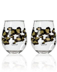 Lolita Leopard Print Party to go 15oz Acrylic Stemless Wine Glasses set of 2