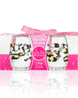 Lolita Leopard Print Party to go 15oz Acrylic Stemless Wine Glasses set of 2 giftbox