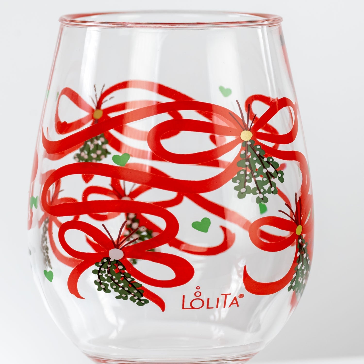 Lolita Mistletoe Holiday Party to go 15oz Acrylic Stemless Wine Glass