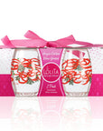Lolita Mistletoe Holiday Party to go 15oz Acrylic Stemless Wine Glasses set of 2 giftbox