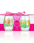 Lolita Tiki Party to go 15oz Acrylic Stemless Wine Glasses set of 2 giftbox
