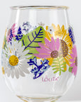 Lolita Wild Flower Party to go 15oz Acrylic Stemless Wine Glass