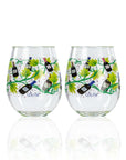 Lolita Wine Vines Party to go 15oz Acrylic Stemless Wine Glasses set of 2